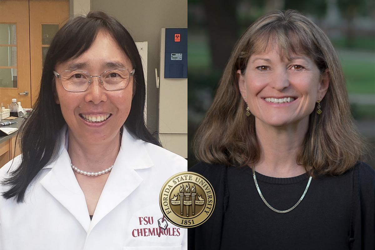 Qing-Xiang “Amy” Sang, Endowed Professor of Cancer Research, Department of Chemistry and Biochemistry, College of Arts and Sciences; and Lynn Panton, Professor, College of Education, Health, and Human Sciences.