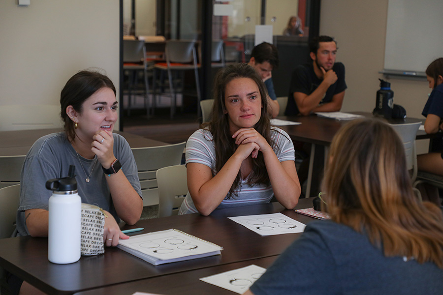 Students participate during one of professor Carolina Gonzalez's courses in FSU's Linguistics Program. Photo by Devin Bittner.