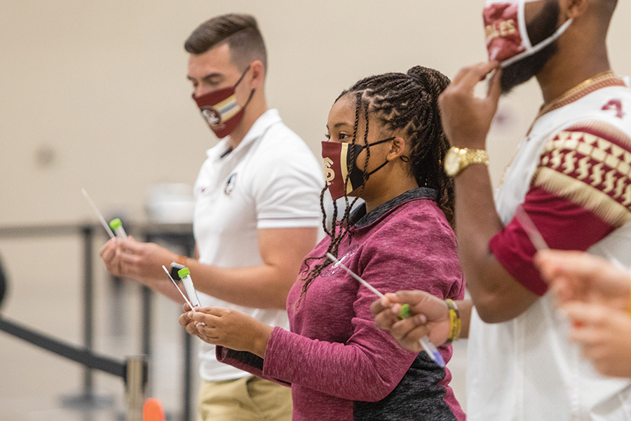Testing, contact tracing, and face masks became part of daily life at FSU during Fall 2020. Photos by FSU Photography Services.