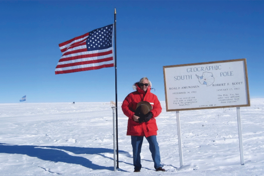 Mark Thiemens at the geographic South Pole in connection with his research. (Courtesy of Mark Thiemens)