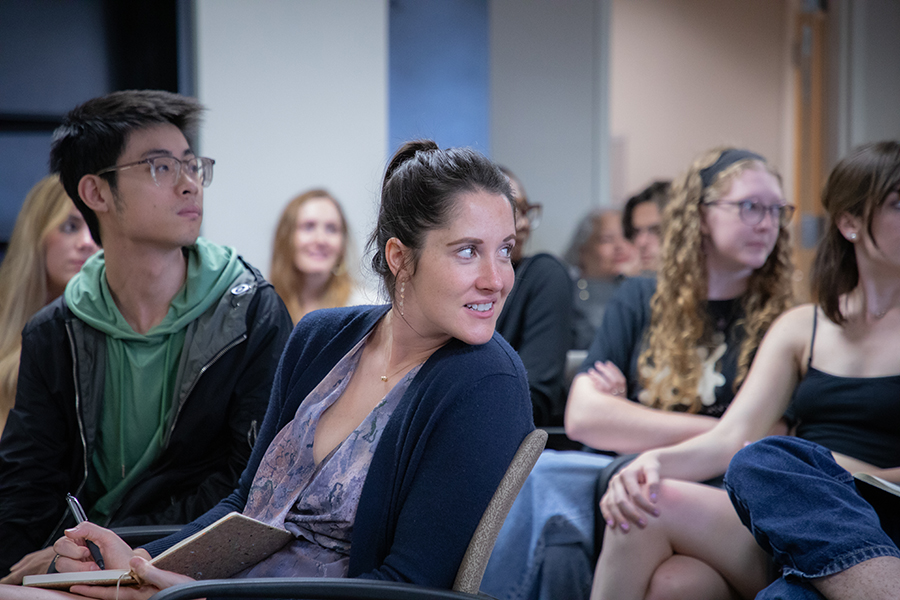 English department students listen during the open-forum event with poet Kaveh Akbar Oct. 23.