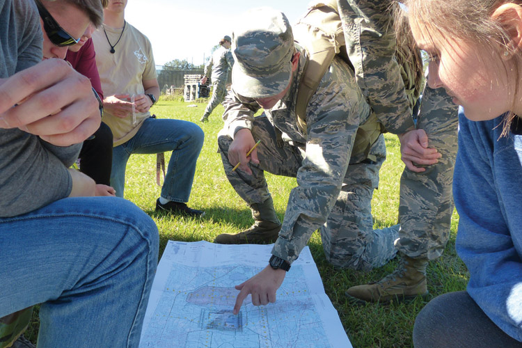 Air Force ROTC Detachment 145 cadets participate in training exercises. Courtesy Photo.