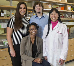 Clockwise from left: Undergraduate researchers Ariana K. von Lersner and Charles J. Robbins; Qing-Xiang "Amy" Sang, professor of chemistry and biochemistry and the Endowed Professor of Cancer Research at Florida State; and graduate student Jennifer S. Myers.